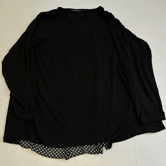 Cyrus Tunic Top Womens 1X Polka Dot Hi Lo Back Long Sleeves Stretch Knit Casual - Picture 2 of 7